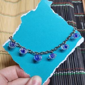 Blue Glass Charm Bracelet - Women Jewelry